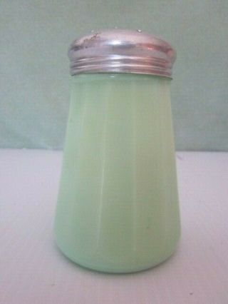 Vintage Jadeite Green Jeannette Uranium Glass Sugar Shaker W/vertical Slant Rib