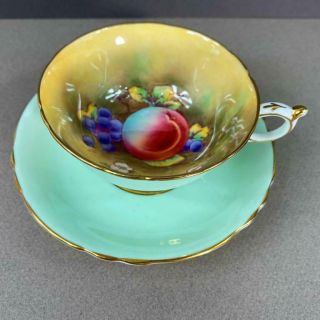 Exquisite Paragon Signed F.  D.  Hall Orchard Fruit Still Life Cup Saucer A2358