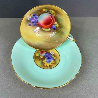 Exquisite Paragon Signed F.  D.  HALL Orchard Fruit Still Life Cup Saucer A2358 2
