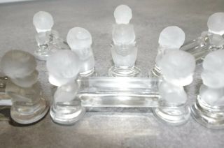 Set 6 Antique Glass Crystal Baccarat Houdon Cherub Knives Knife Rests