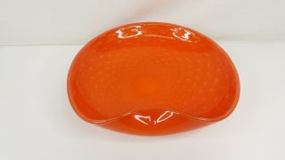 Alfredo Barbini Murano Vintage Orange Gold Fleck Italian Art Glass Bowl Dish