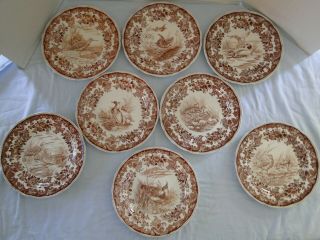 Copeland Spode Game Birds Dinner Plates - Set Of 8 - Brown