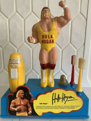 Vintage Wwf Hulk Hogan Battery Operated " Titan Sports " Talking Toothbrush Stand