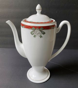 Waterford Fine China " Holiday Ribbons " Christmas Coffee Pot