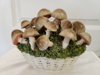 Majolica Basket Of Mushrooms