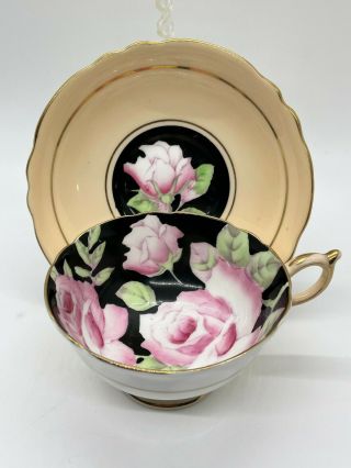 Paragon Pink Cabbage Rose Black Tea Cup Saucer By Appt Double Warrant