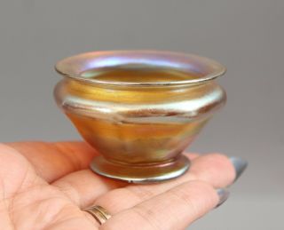 Antique Signed Lct Tiffany Art Glass Gold Favrile Open Salt Bowl,  Nr