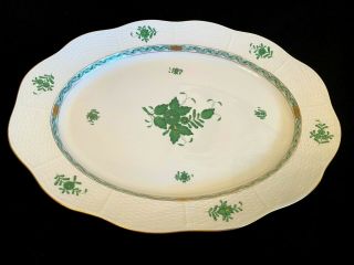 Herend Porcelain Handpainted Green Chinese Bouquet Large Turkey Platter 101/av
