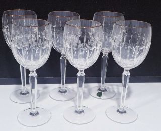 Set Of 6 Waterford - Grenville Gold - Htf 8.  5 " Crystal Wine Glasses Seahorse