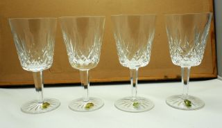 Set 4 Signed Waterford Deep Cut Crystal Lismore Pattern 6 7/8 " Water Goblets