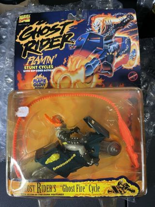 Toybiz Ghost Rider Flamin Stunt Cycles Action Figure & Motorcycle 1995 Nib