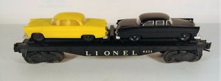 Lionel 6424 Twin Auto Flatcar W/one Yellow Car & Gray Bumpers