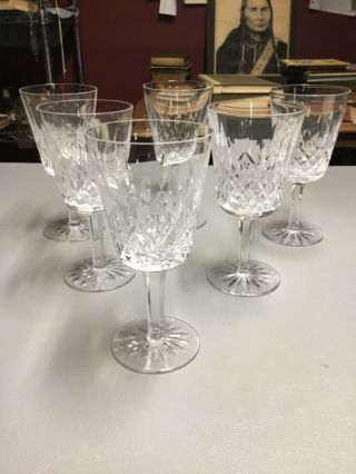 Vintage Waterford Crystal Lismore Set Of 6 Wine Glasses,  8 Oz,  Cond