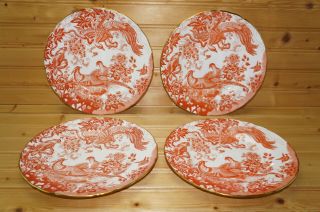 Royal Crown Derby Red Aves (4) Salad Plates,  8 1/2 " (box 2)