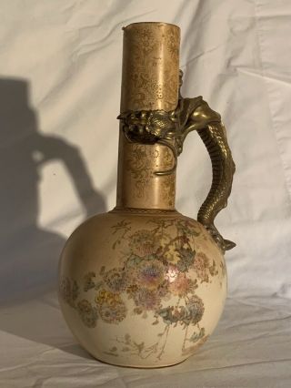 Rare Antique Royal Doulton Burslem Porcelain Ewer Jug Vase W/ Dragon Handle