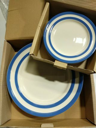 Cornishware T G Green Blue 11 " Dinner Plates 7 " Side Plates 8 Total (a2)