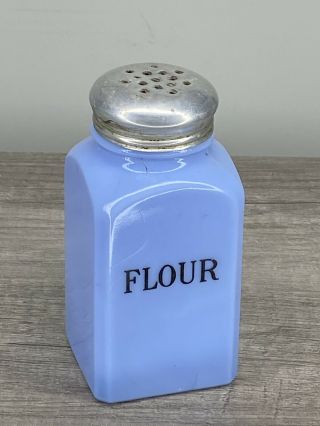 Jeannette Delphite Blue Milk Glass Square Shouldered Flour Range Shaker