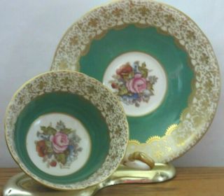 Aynsley Cabbage Rose Teacup & Saucer J A Bailey Signed 1930’s 991