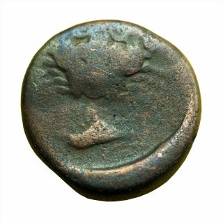 01573 Ancient Greek Coin Akragas Sicily Ae15mm Eagle Fish / Crab Crayfish