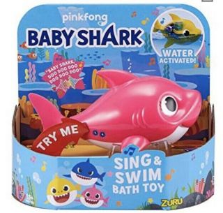 Robo Alive Junior Mommy Shark Battery - Powered Sing And Swim Bath Toy (pink) Zuru