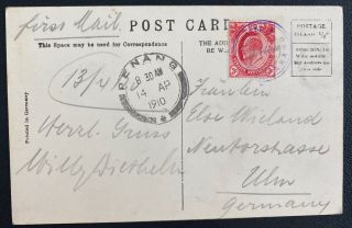 1910 Penang Straits Settlements Rppc Postcard Cover To Ulm Germany