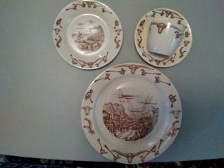 Wallace China 4 - Piece Place Setting El Rancho Western A - 1 Cond