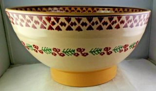 Nicholas Mosse Irish Pottery Large Footed Serving Salad Bowl Sm.  Red Flowers