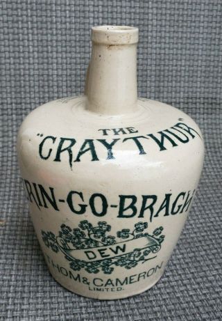 Antique Craythur Erin - Go - Bragh Dew Thom & Cameron Glasgow Stoneware Whiskey Jug