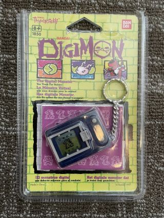1997 Bandai Digimon Digivice Game Solid Blue Case English Rare
