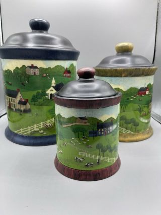 ⭐️ Valerie Pillow Folk Art Americana Rural Country Farm Canisters Containers ⭐️