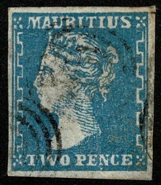Mauritius 1859 Sg43a 2d Blue Dardenne 4m Good Cat.  £1,  000.  00