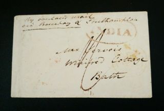 Extremely Rare India " Only 15 Known " 1853 " Stampless " Cover To England.  Marking