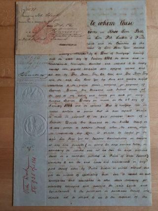 Straits Settlements Penang Document Impressed $6,  1½ Revenues 1868 Fiscal