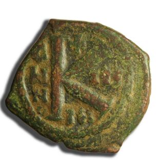 Byzantine Æ Half Follis Of Maurice Tiberius,  582 - 602 Ad Thessalonica 1062