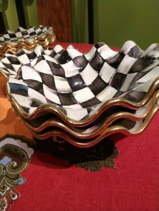 1 Mackenzie Childs Courtly Check Bowl Fluted Ceramic 2009 Salad
