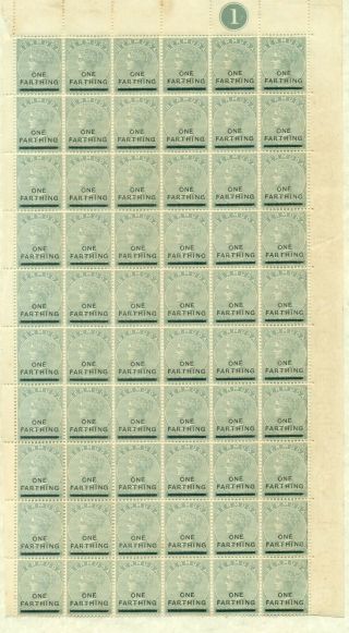 Lot 171 Bermuda Qv Farthing Full Sheet With Flaw 2 Scans Sc Cat 360.  00