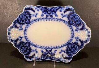 Antique Flow Blue Platter Florida Royal Semi Porcelain Johnson Bros.  England