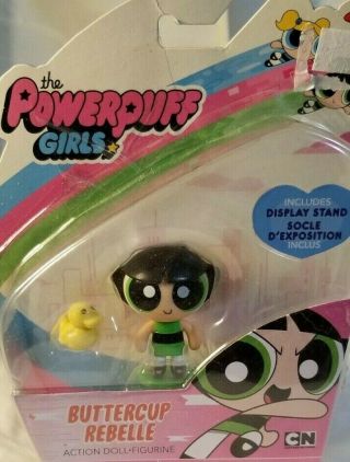 Powerpuff Girls Buttercup Rebelle 2 " Action Doll Spinmaster Display Stand