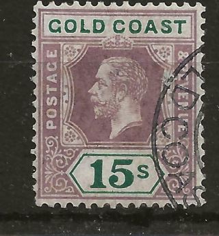 Gold Coast 1921 15s Dull Purple & Green (die I) Vfu (sg 100) Cat £700