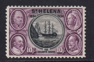 St Helena 1934 Centenary 10s Black And Purple Sg123 Mnh