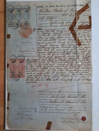 Straits Settlements Penang Document Revenues 1880 Sultan Beebee Fiscal