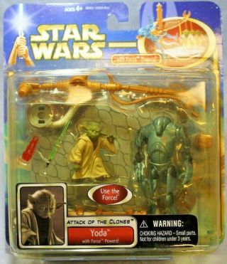 Hasbro Star Wars Saga Attack Of The Clones Yoda With Force Powers 2002