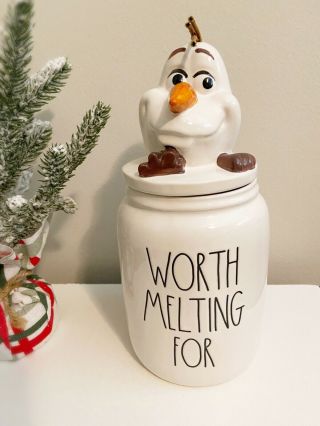 Rae Dunn Disney Frozen Olaf Worth Melting For Canister With Topper Figural