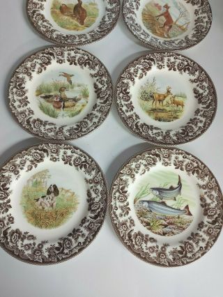 Spode Woodland Set Of 6 Different Salad Plates - Includes Salmon,  Red Grouse,