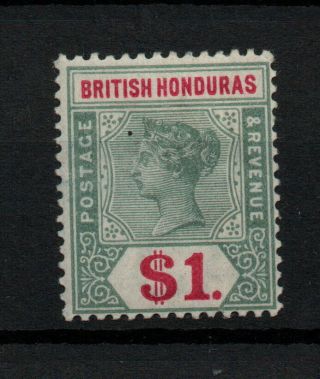 British Honduras 1899 Qv $1 Green & Carmine Sg63 Fine Mh Ws24999