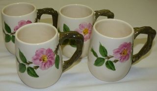 Vintage Set Of 4 Franciscan Desert Rose 16oz Grand Mug Large Handled Coffee Cups