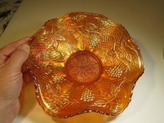 Gorgeous Antique Fenton Dark Marigold Concord Pattern Carnival Glass Bowl