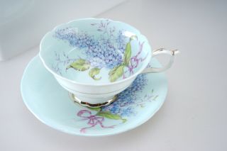 Vintage Paragon Fine Bone China Tea Cup & Saucer Blue Lilac Flower Dbl Warrant