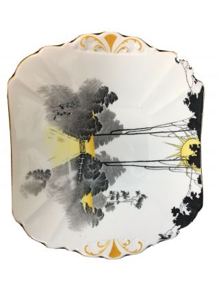 Shelley Queen Anne Sunrise & Tall Trees 11678 9.  5 Inch Cake Plate