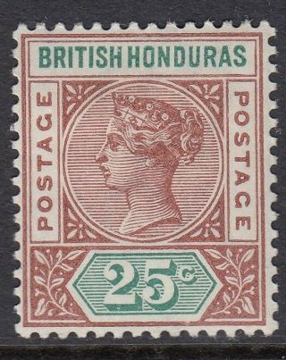 British Honduras Sg61 1898 25c Red - Brown & Green Mtd